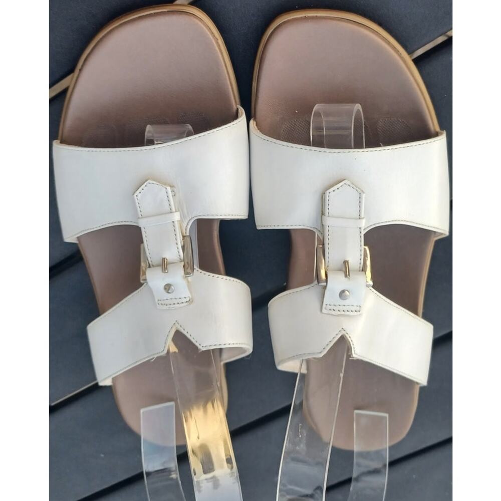 Munro American Ivory Comfort Slide Sandals Women 8.5 Wide Low Heel - Picture 5 of 9